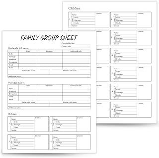 50 Sheets Two Sided Family Group Sheets Genealogy Charts Family Genealogy Diagrams Ancestry DNA Supplies Suitable for Research