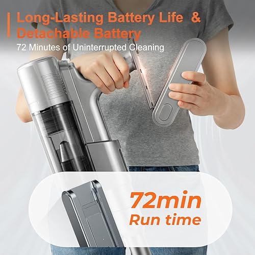 Miniatura 6 de uwant Aspiradora inalámbrica vacía automática de 200 AW, potente succión con estación de filtración HEPA de 6 capas, aspiradora inalámbrica para