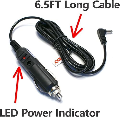 Miniatura 2 de EDOTech Cable adaptador de cargador de coche CC de 6-12 pies para todos los reproductores de DVD portátiles de 7.1in, 9 y 10 pulgadas Sylvania