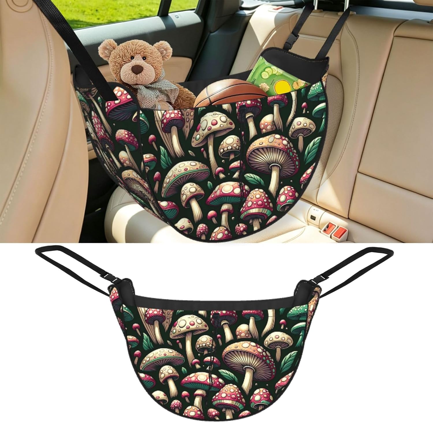 Augenstern Funny-Cute-Mushroom Car Backseat Organizer Bag For Road Trips