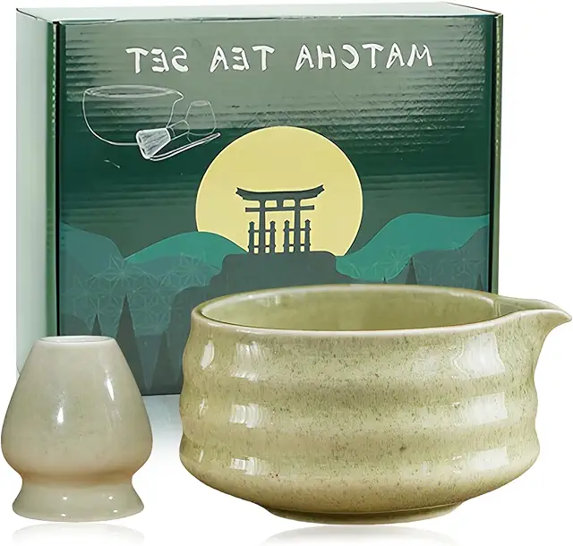 SUNOYA Ceramic Matcha Bowl 18 oz - Premium Matcha Tea Set