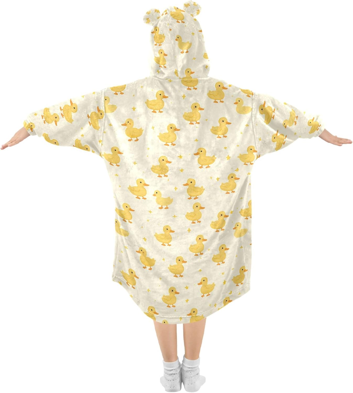 Cute Yellow Rubber Duck Kids Wearable Blanket Hoodie with Pocket and Sleeves for Toddlers, Cute Hoodies Girls Boys