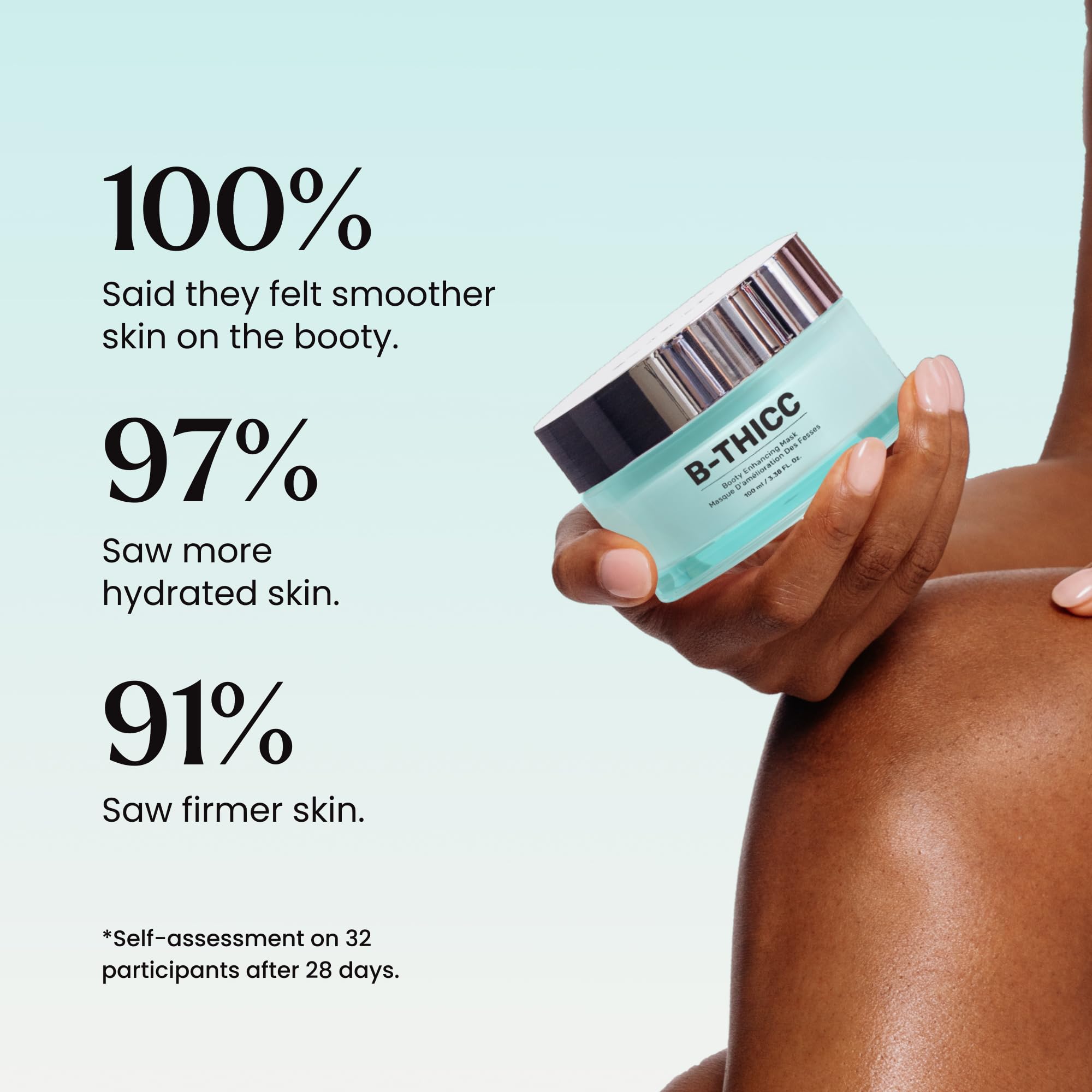 MAËLYS B-THICC Booty Enhancing Mask - Plumping & Firming Body Cream for Booty Area - Skin Tightening With Hydrating Hyaluronic Acid & Grape Seed Oil (3.38 Fl Oz)