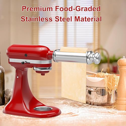 Miniatura 4 de Máquina de pasta para accesorios y accesorios de ayuda de cocina, 3 piezas de accesorios de pasta para mezcladores Kitchenaid, rodillo de hoja de