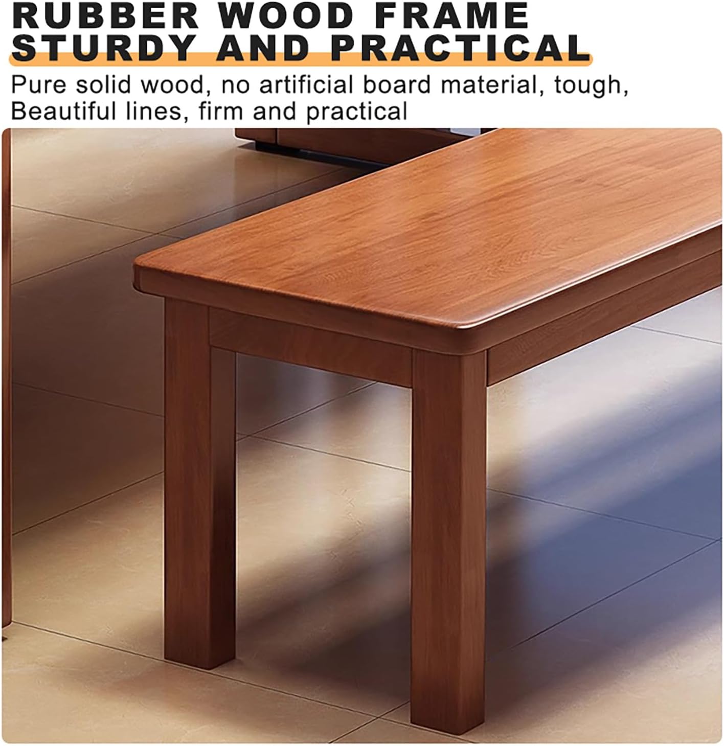 Indoor Kitchen Table Bench,2-Seater Wooden Bench,Solid Wood Entryway Bench,for Living Room Hallway Bedroom.(Walnut,47.2x11.8x17.7in)