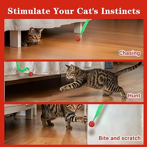 Miniatura 6 de 6 gusanos peludos, gusanos mágicos, bolas hinchables con cola, bolas de peluche para gatos con cola, para juegos de mascotas, coloridos