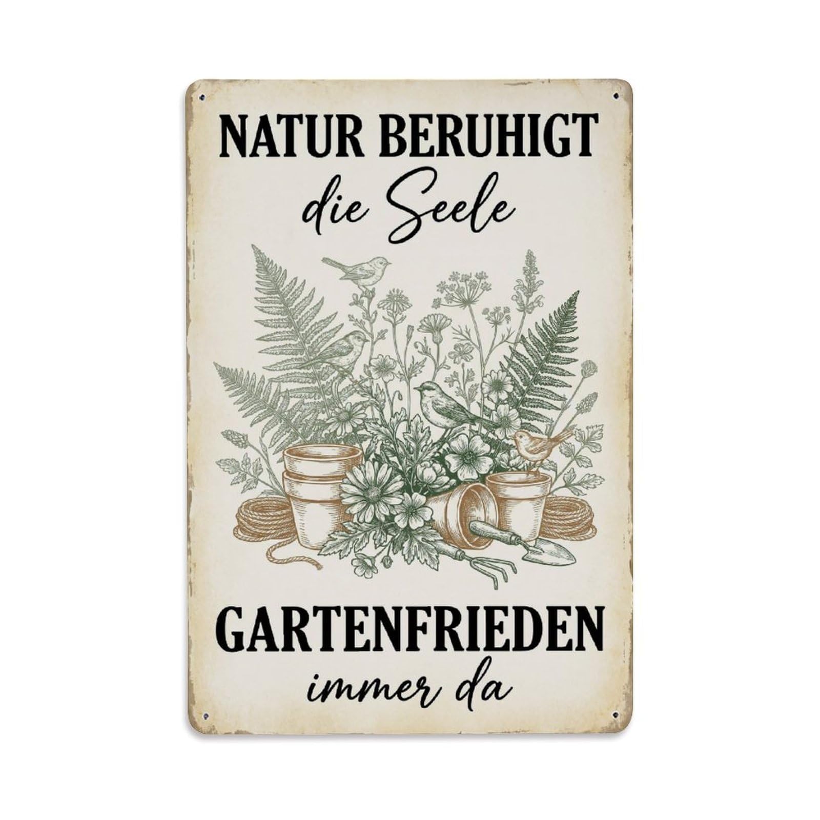 Vintage Nature Peace Tranquil Greenery Metal Tin Sign Plaque Wall Decor for Cafe, Club Bar, Office, Garden Metal Poster 8x12Inch