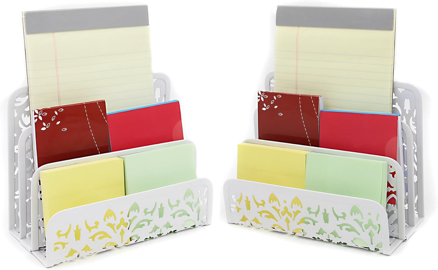 EasyPAG Desk Mail Organizer 2 Pack Office Small Letter Sorter Desktop File Organizer with 3 Vertical Upright Compartments,White : Office Products