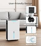 AIUSEVO 21 Pint Dehumidifier with Drain Hose for 1500 Sq.Ft Basement & Large Room, Intelligent Humidity Control (3 Modes, 24H Timer), Auto Defrost for Home, Bedroom & RV