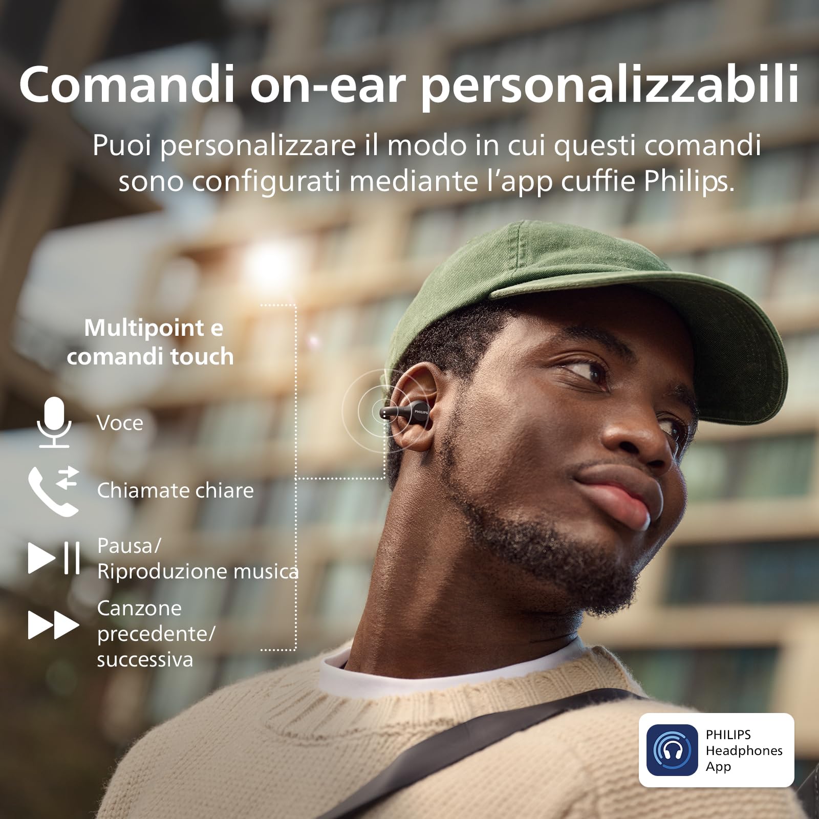 PHILIPS TAQ2000BK auricolari ear-cuff True Wireless open-ear Multipoint Bluetooth – 28 ore di ri… — immagine 4 di 15