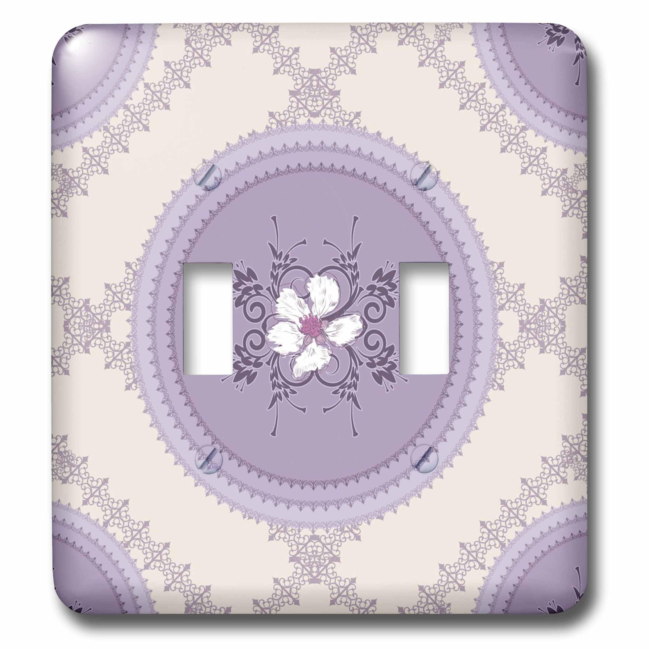 Interrupteur à baïonnette design floral blanc lilas 3dRose LSP_42554_2 plaque de décoration
