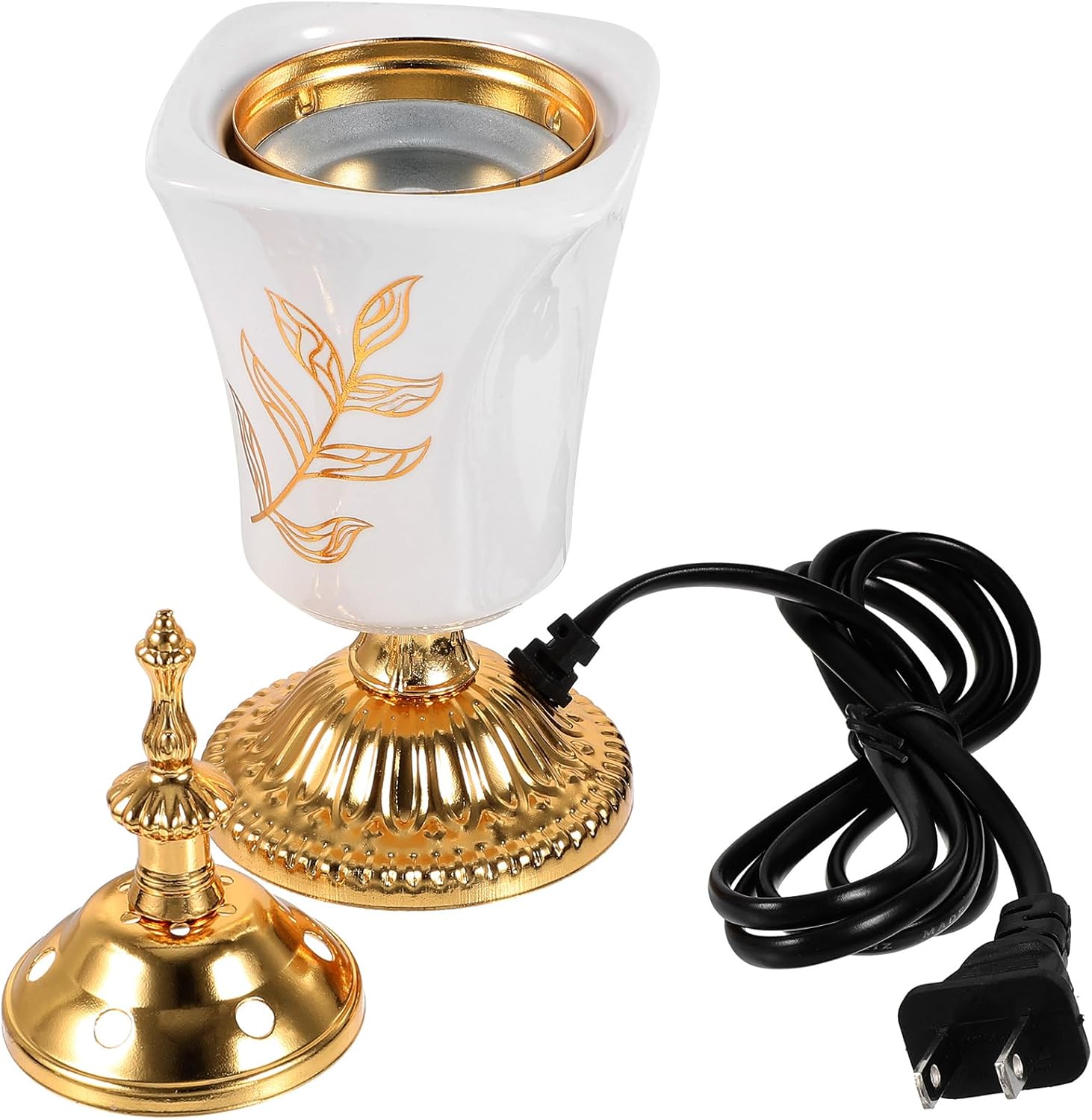 Zerodeko Plug-in Incense Burner Oud Frankincense Resin Burner Bakhoor Burner Electric Arabic Incense Burner Incense Holder Incense Stick Burner Plug in Charcoal Stove Ceramic White