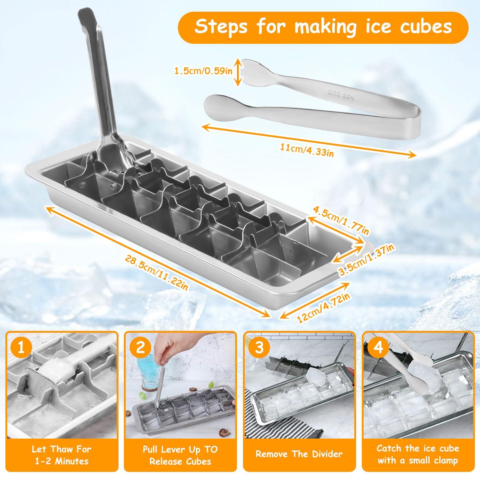 Amazon | Qivine ステンレス製製氷皿 再利用可能な製氷機家庭用 角氷を