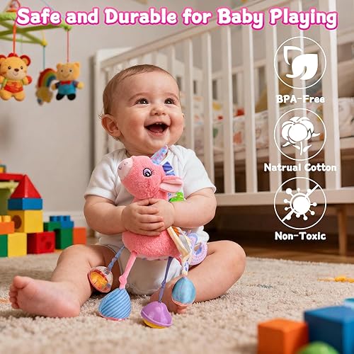 Miniatura 6 de Juguetes para bebés de 0 a 6 meses, juguetes sensoriales para el tiempo boca abajo, sonajero musical para recién nacido de 0, 3, 6, 9, 12 meses,