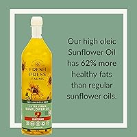 Vista 6 de Fresh Press Farms Aceite de girasol virgen extra prensado en frío, 33.8 onzas líquidas, alto oleico, cultivado en Georgia, 100% hecho en Estados