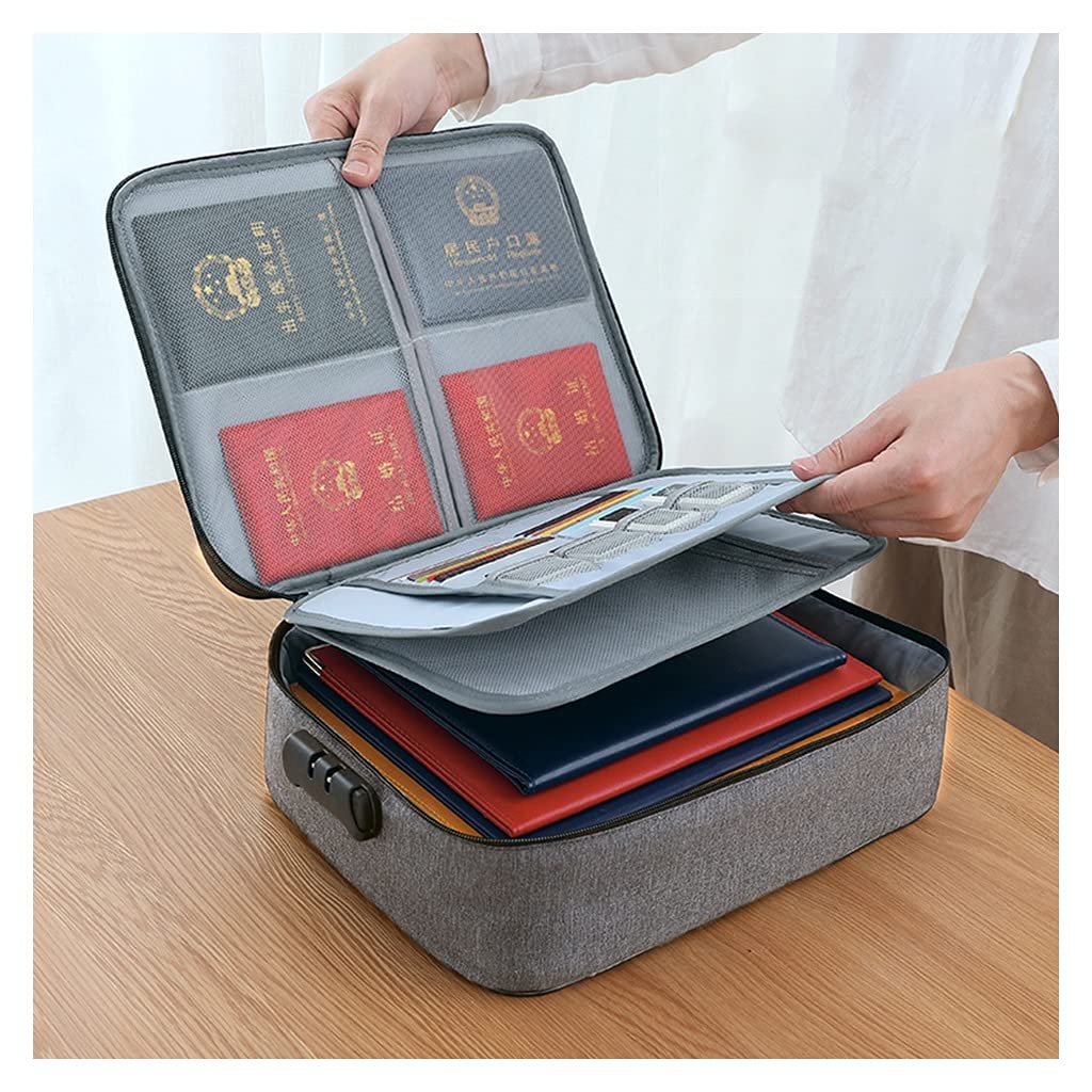 JFGCTYHXY Document organiser, Document Holder with Zipper, Lockable Filing Box, Archive Boxes, Organizer(Grey)