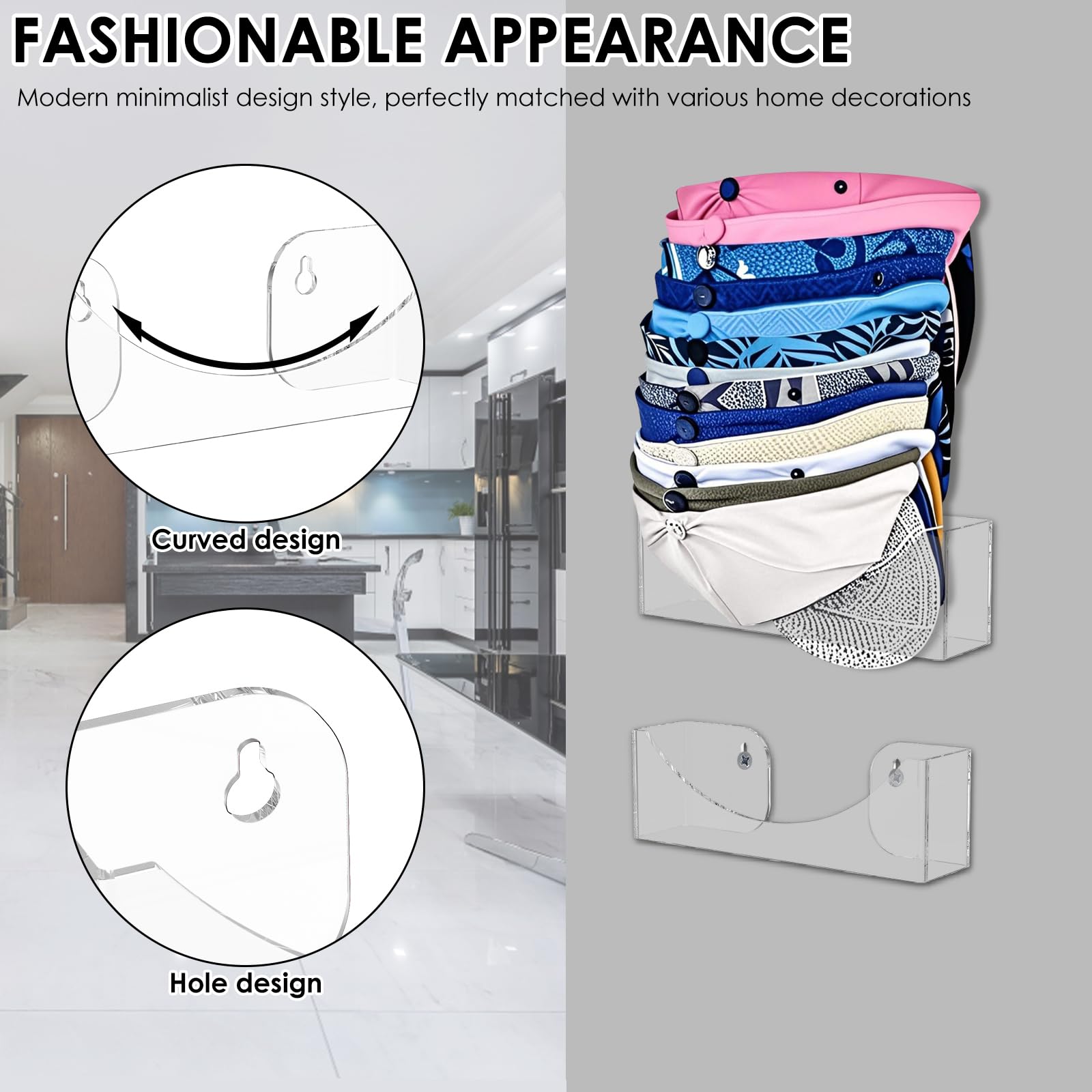 PTMTFYL 2 Pcs hat Hooks for Wall, Dome Hat Rack, Acrylic Baseball Caps Hanger, Wide Brim Hat Holder for Living Room Bedroom (Transparent)
