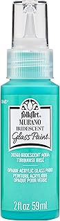 FolkArt Murano Iridescent Acrylic Glass Paint, Aqua, Perfect for Indoor and Outdoor Arts and Crafts Projects, 2 fl oz, 36560