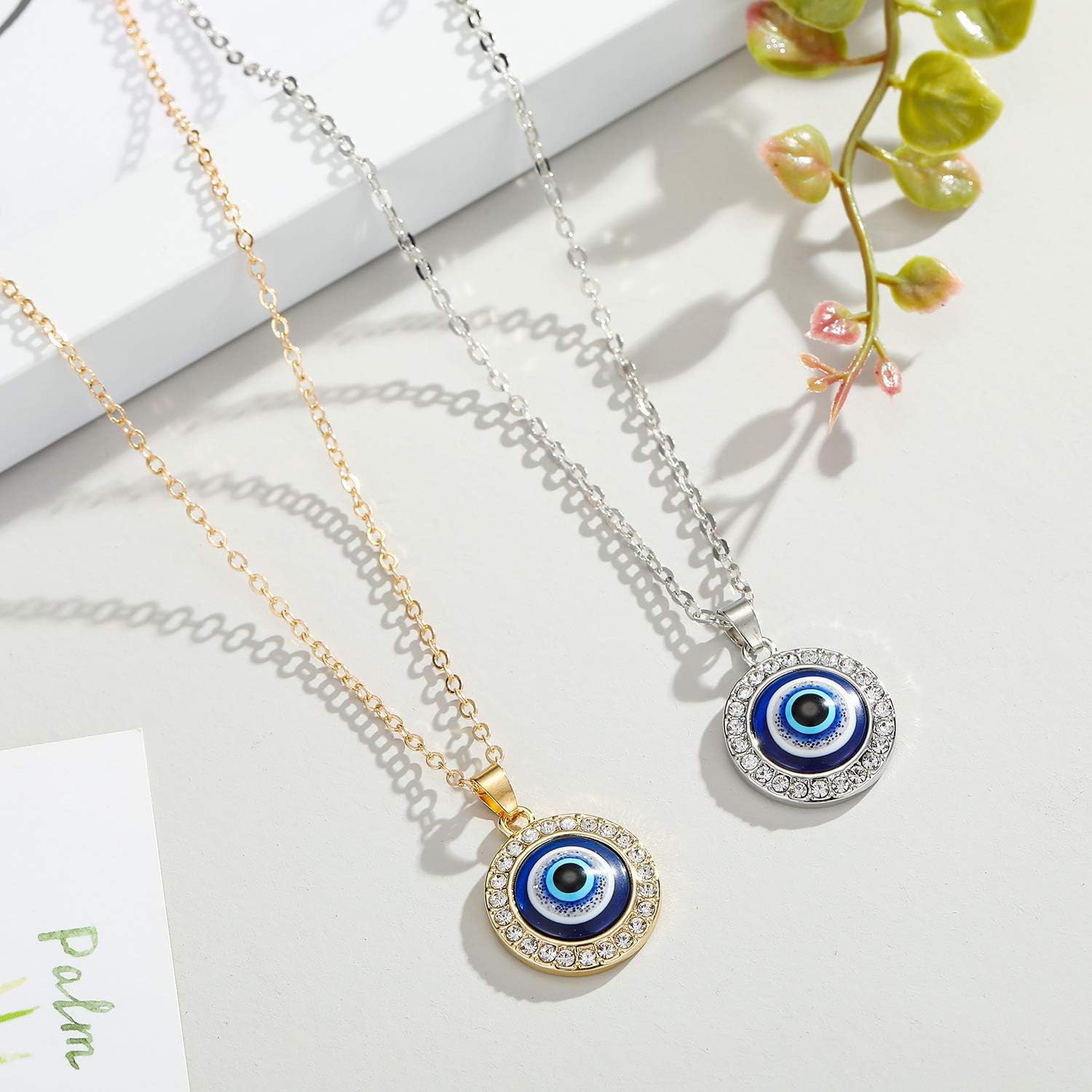 Turkey Guard Necklace Evil Eye Amulet Pendant Necklace Statement Circle Crystal Glass Evil Eye Charm Protect Ojo Choker for Women Girls Jewelry - Image 3