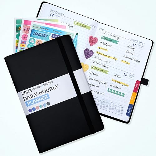 Miniatura 7 de Yitote Libro de citas 2023, agenda diaria 2023, agenda por hora con ranuras de tiempo, diario de citas para vida personal, tapa dura de tamaño A5 +