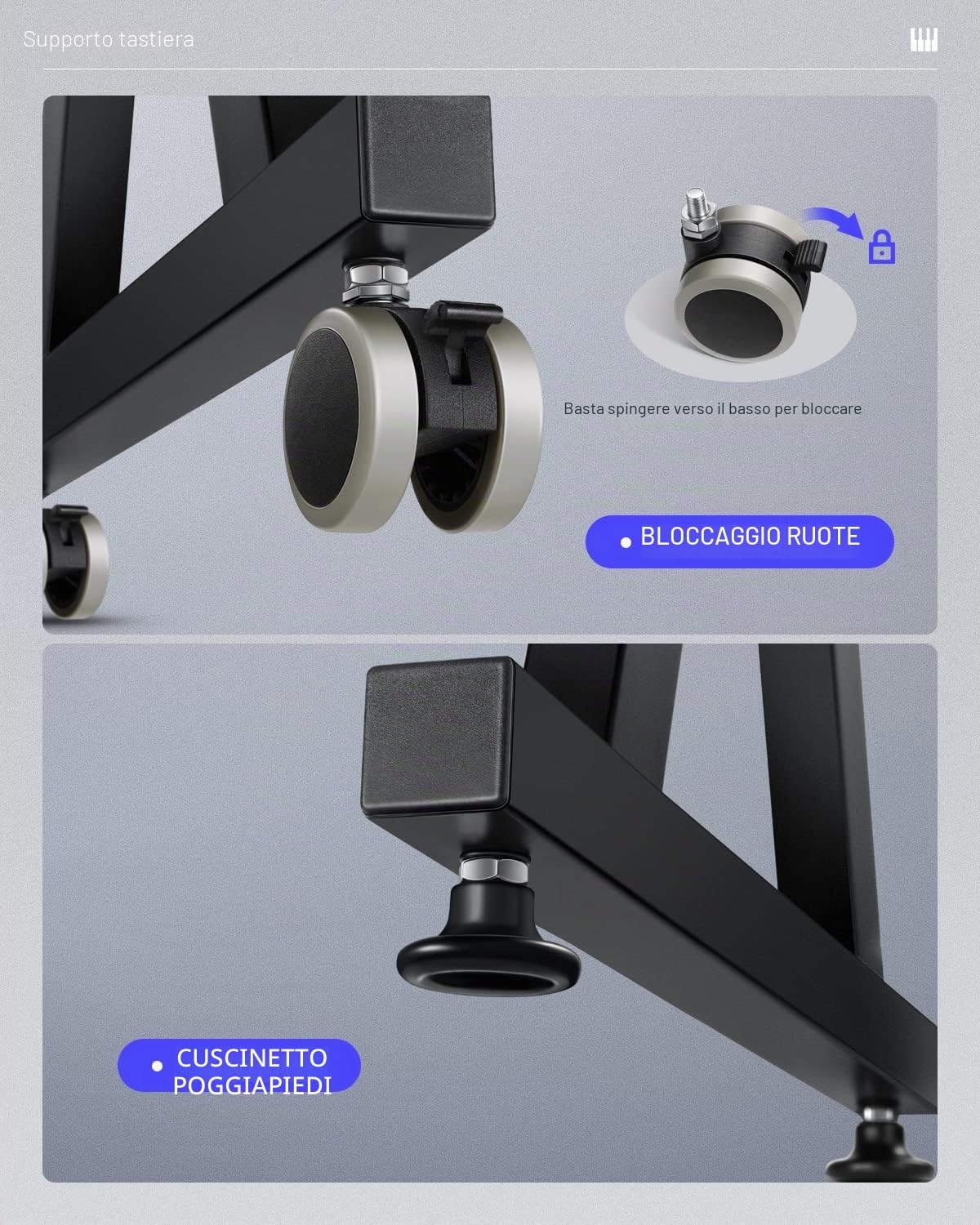 Donner Supporto Tastiera Pianola 61 88 Tasti Stile-Z, Supporto Pianoforte Digitale Regolabile Pieghevole