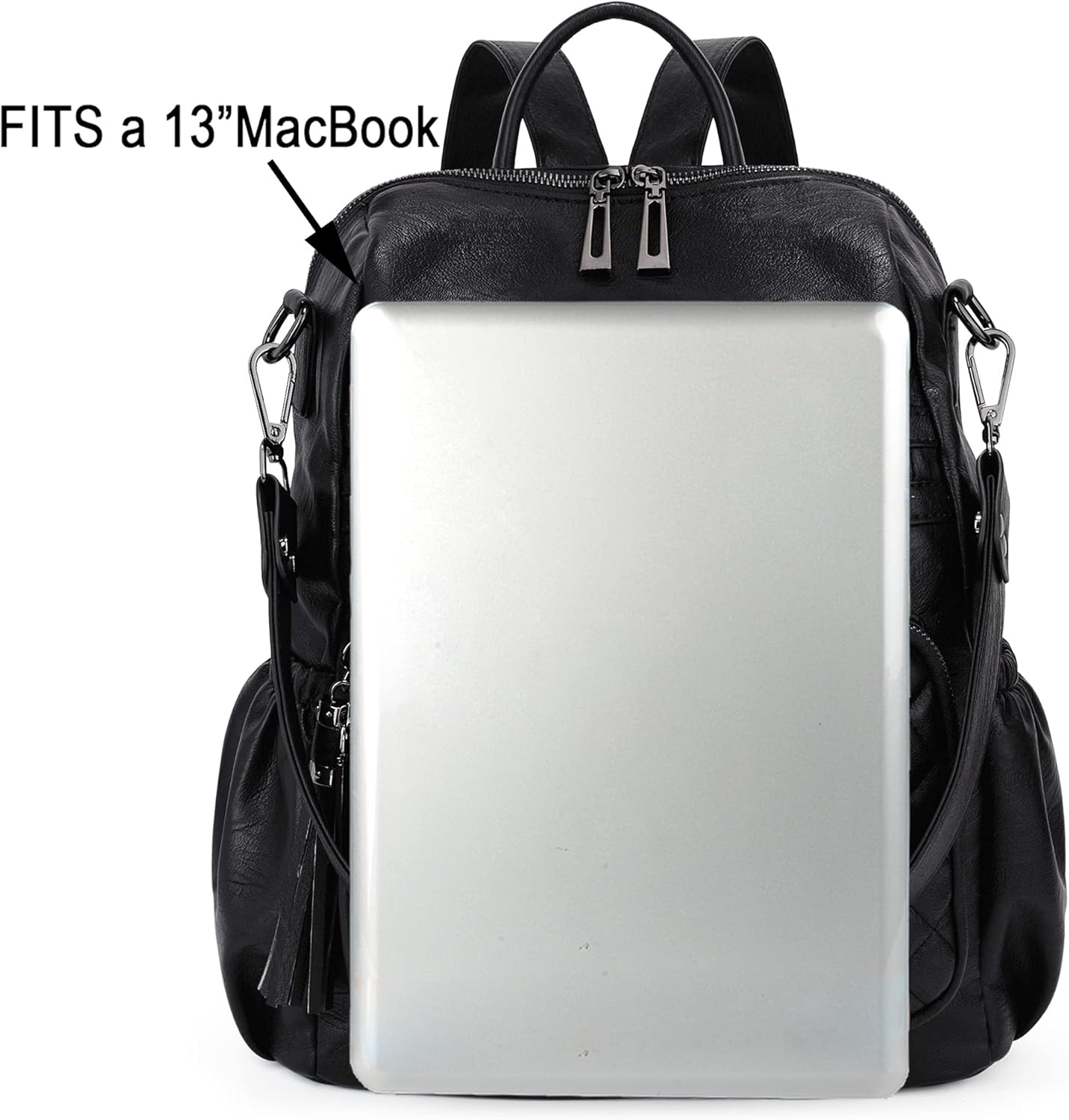 UTO Women Backpack Purse Leather Vegan Ladies Fashion Designer Rucksack Convertible Travel Shoulder Bag with Tassel - Image 8