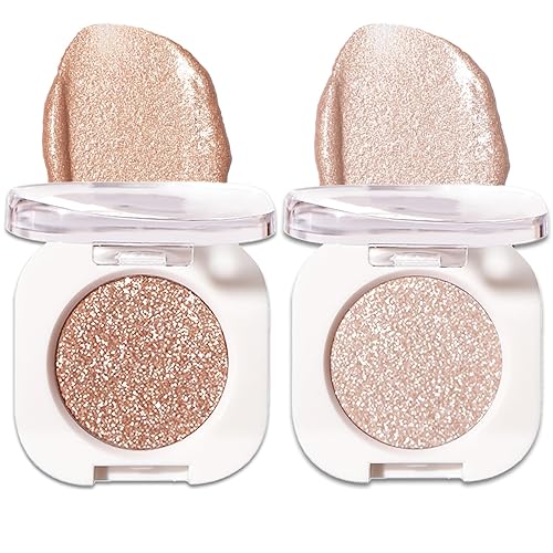 2 Pcs Glitter Eyeshadow Single, Ultra-Fine Sparkling Diamond Shimmer, Long-Lasting