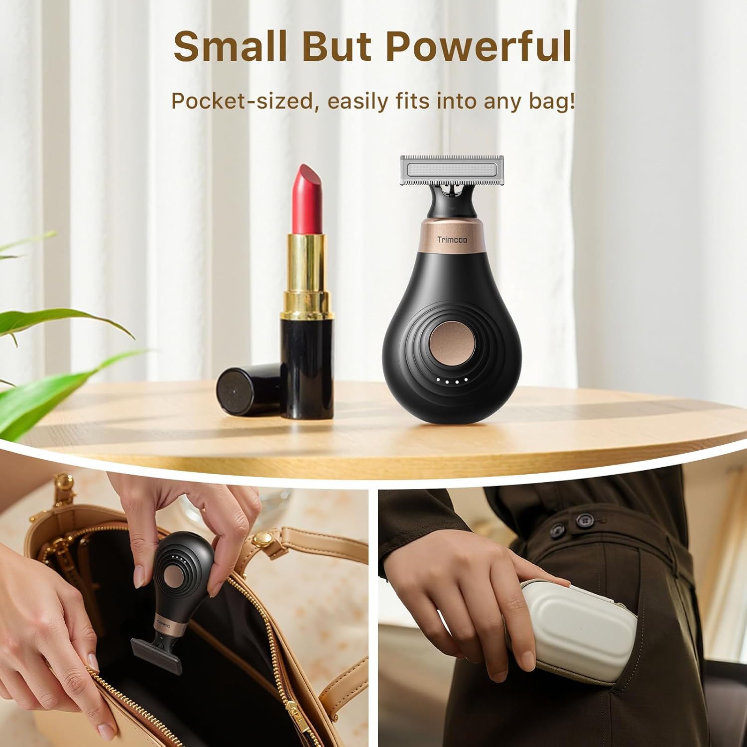 2026 New Bikini Trimmer for Women - Small EButPowerful Electric Razors, Intimate Pubic Hair/Lady Facial Painless Removal, USB-C Cordless Body Shaver for Trip,Replaceable Wet/Dry Blade, Black