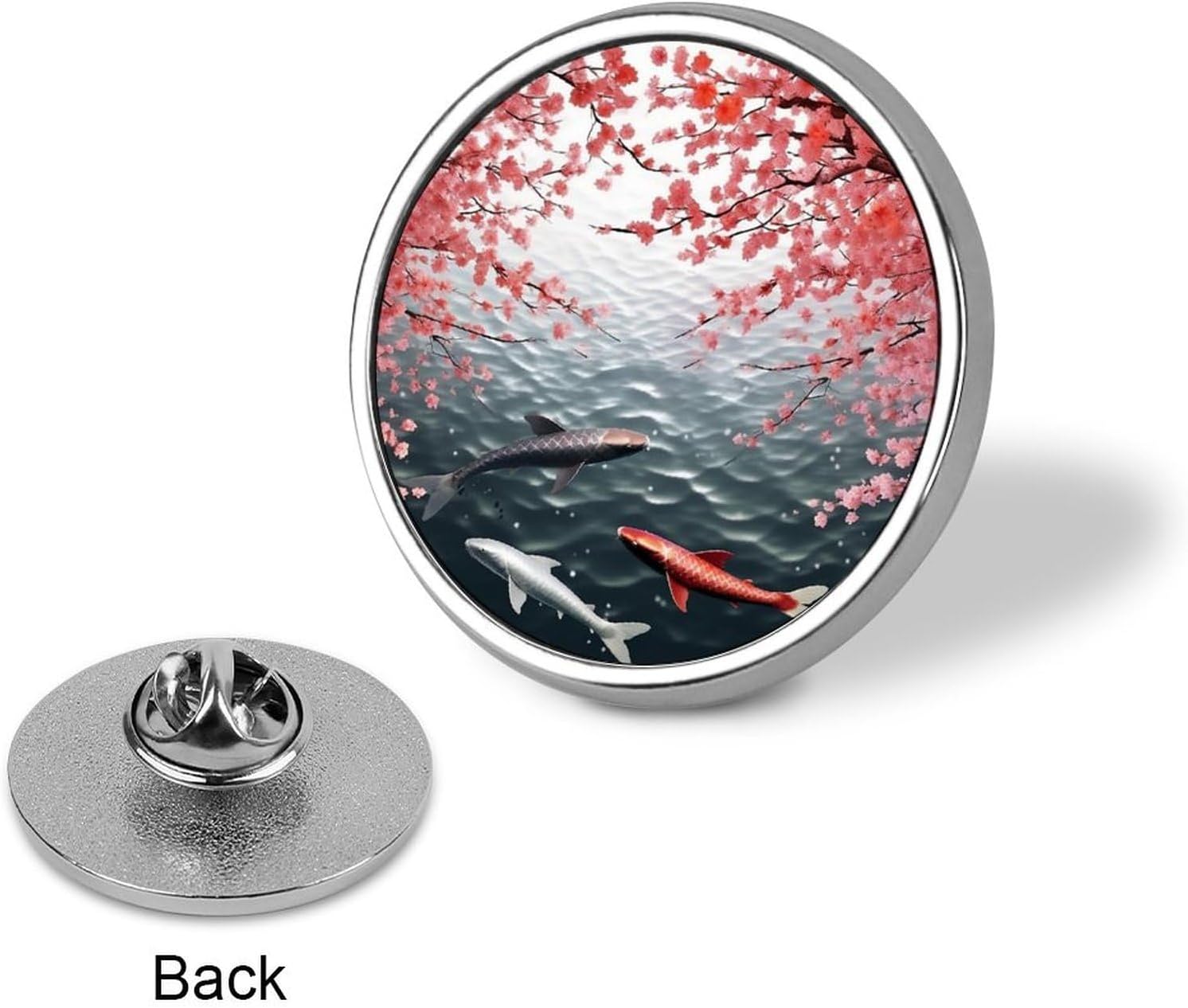 Fashionable Swimming with Cherry Blossom Printed Round Pins Metal Round Brooch Badge - for Backpacks Or Lapels, Valentine Pin