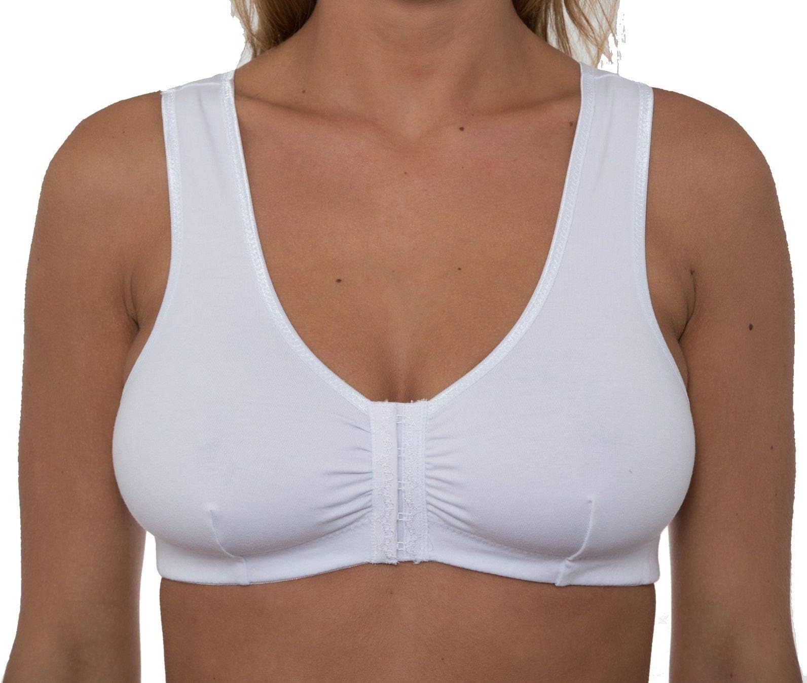 GEMM Front Fastening Cotton Rich Bra for Ladies Women Non Wired Post Surgery Soft Stretch in Multiple Colour Choices Regular to Plus Sizes Easy Open Comfort Wirefree