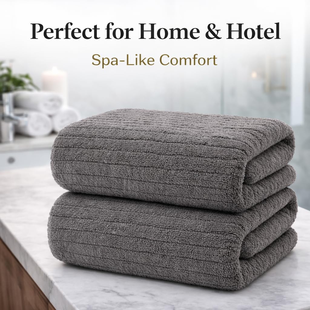 Bath Sheets Towels Pack of 2 – 100% Carded Ring Spun Cotton, Extra Large 35x70 Inches, Ultra Soft, Highly Absorbent & Quick Dry – Oeko-TEX Certified Luxury Towels for Bathroom, Hotel, Spa & Home