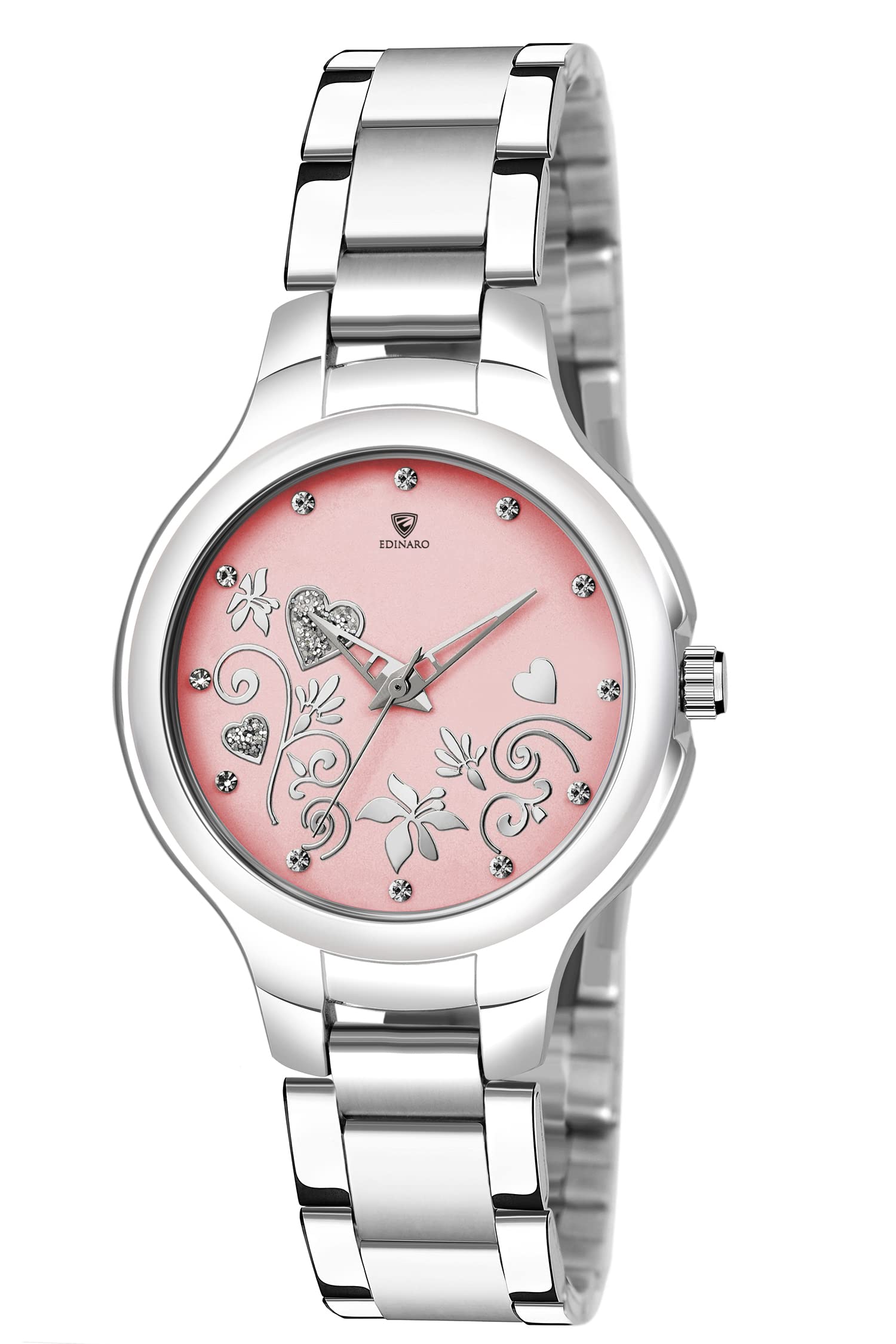 EDINARO Watches for Women Round Studded Dial with Stainless Steel Bracelet Chain Strap Girls & Womens Wrist Watch (B09WJ7YVLK) Amazon Price History, Amazon Price Tracker