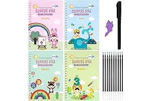 Kids Magic Drawing Book: 4 Reusable Grooved Writing Books for Preschoolers and Kids