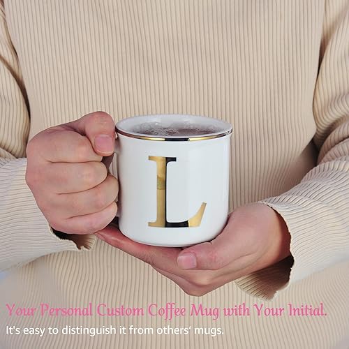 Miniatura 4 de Miicol Taza de café de cerámica de 16 onzas, taza de café con monograma, taza de té con inicial dorada, taza de té personalizada, regalo único, taza