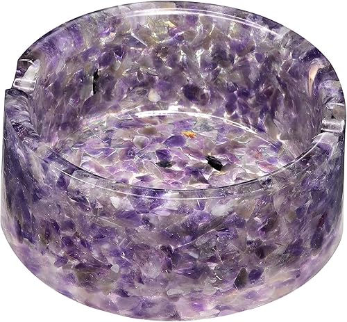 Miniatura 16 de Rockcloud Bandeja redonda de 3 pulgadas con resina, bandeja de joyería de cristal para decoración de mesa de oficina en casa, soporte para plantas