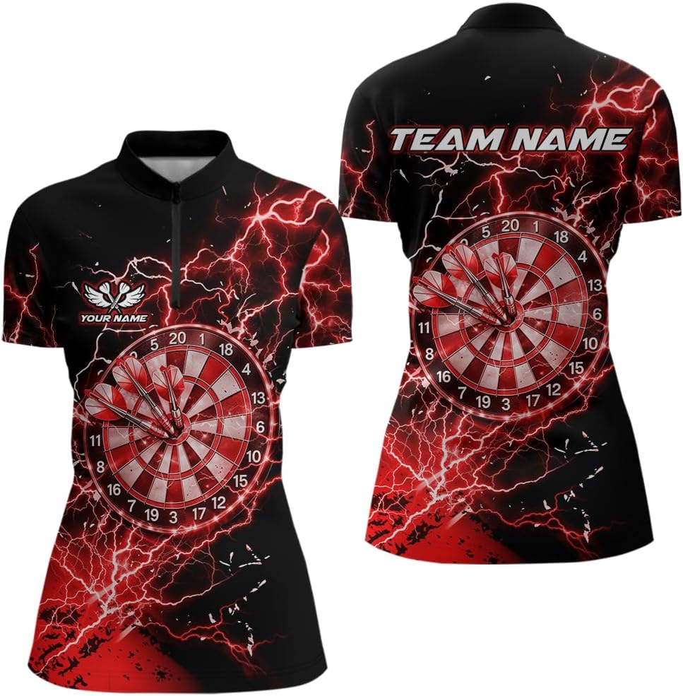 Lightning Thunder Dart Shirt for Men Women Team Dart Shirts Custom Dart Jersey Lightning Dartboard Shirt Polo & Quarter Zip
