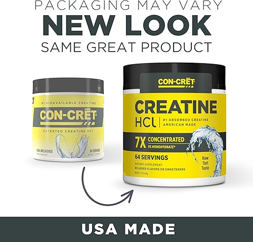 Miniatura 7 de CON-CRET Creatina HCl en polvo  Apoya la salud muscular, cognitiva e inmune  Creatina sin sabor (100 porciones)