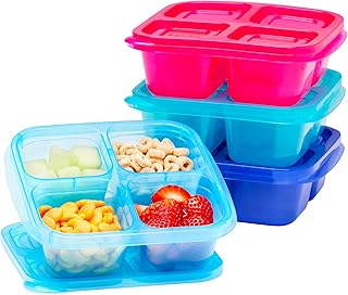 Bentgo Easyboxes 4-Compartment Snack Containers - 8-Piece Set with 4 Trays & 4 Custom-Fit Lids to Seal in Freshness - Reusable Food Storage & Meal Prep Bento BPA-Free Containers (Jewel Brights)