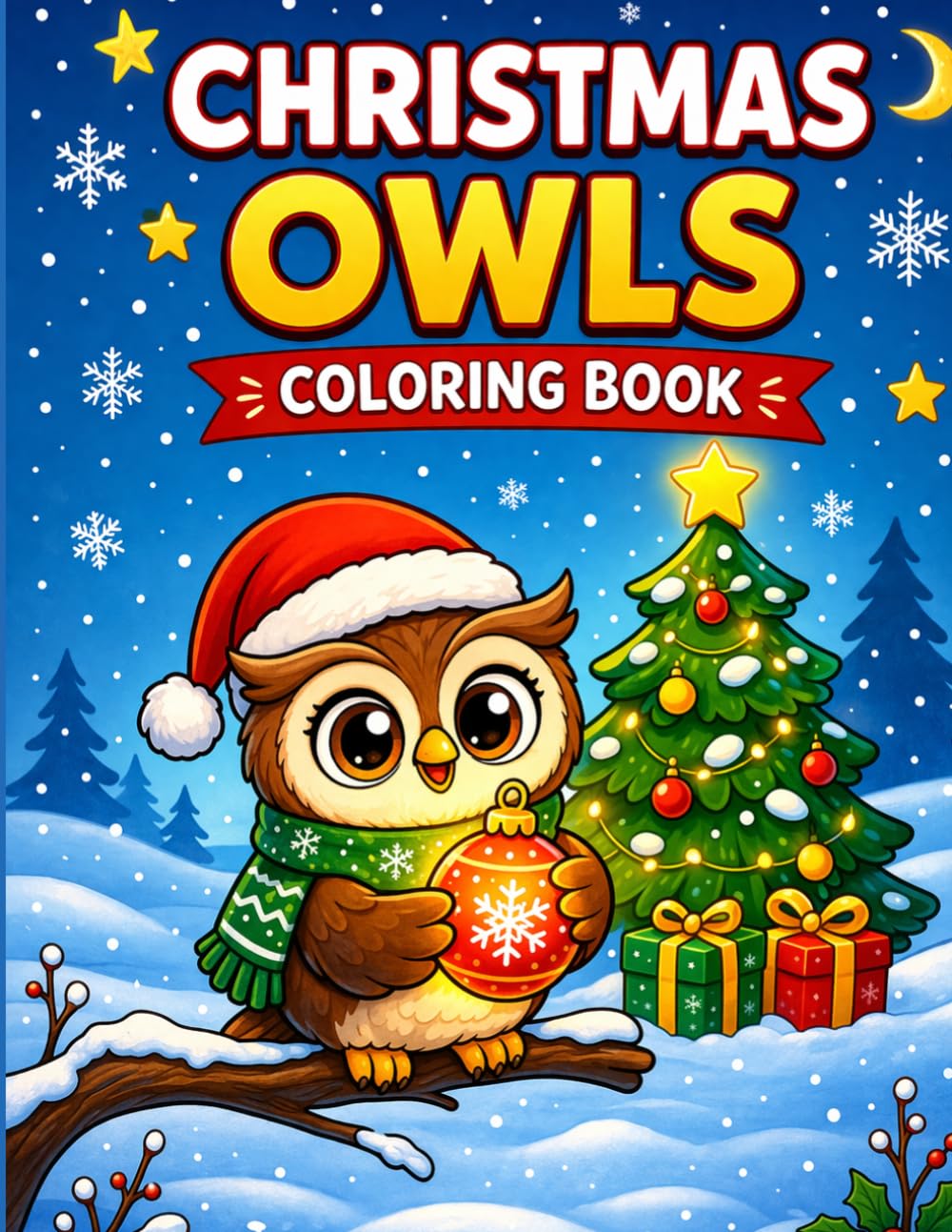 Christmas Owls Coloring Book: 50 Festive Winter Scenes for Kids Ages 4-8 | Cute Owls, Snowy Forests, Holiday Decorations & Cozy Christmas Fun
