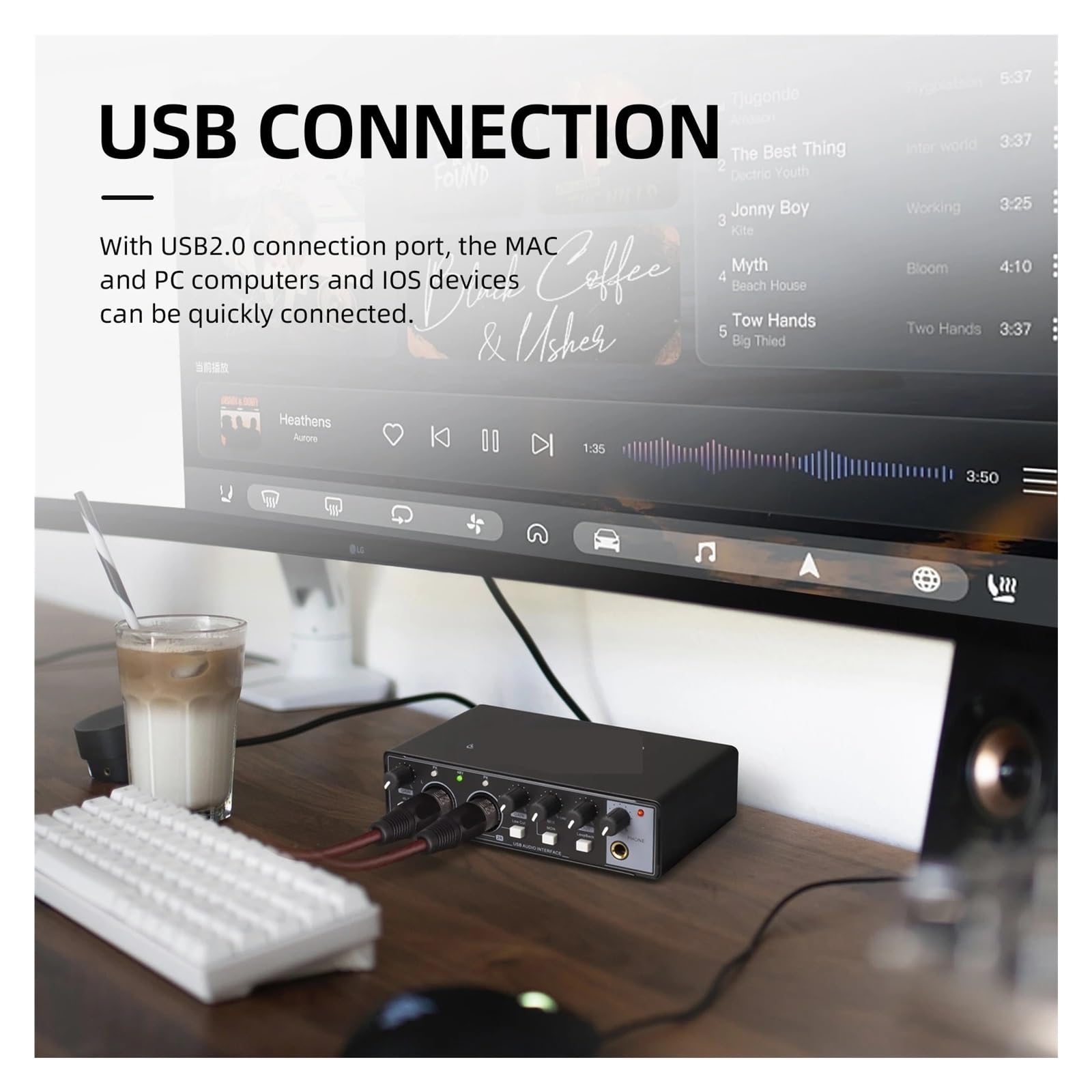 Scheda Audio Interfaccia Audio Convertitore AD USB 24 Bit/192 KHz, Chitarra Elettrica Studio Di Registrazione Dal Vivo Canto, Podcast