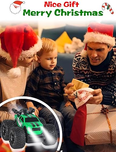 Miniatura 5 de Coche de acrobacias a control remoto, camiones RC 4x4 todoterreno, 4WD 360 voltea juguetes giratorios para niños y niñas, automóvil de control