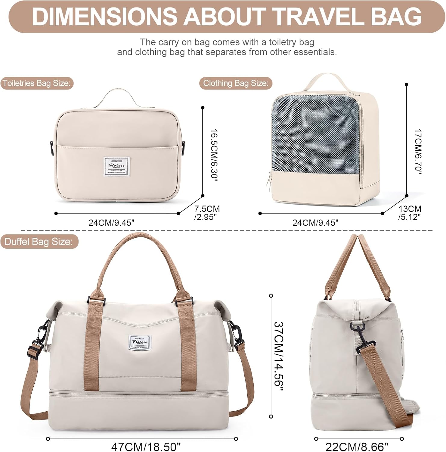 Weekender Bags for Women,Travel Duffle Overnight Bag with Shoe Compartment,Personal Item Carry On Bag,Gym Bag,3 Pcs Set