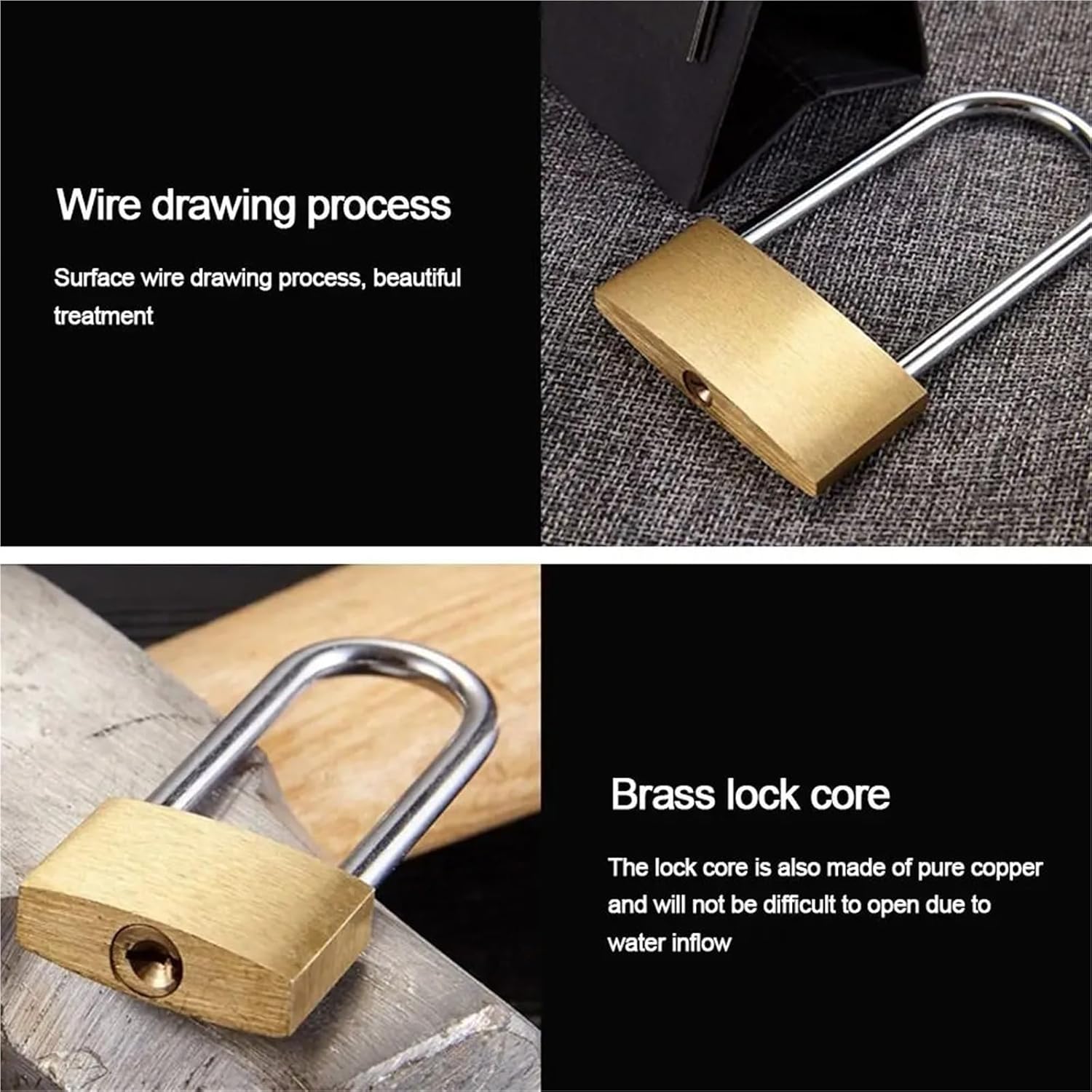 Copper Padlock Small Locks for Luggage Case Locker Home Improvement Hardware Include 3Keys 1Pcs(40mm)