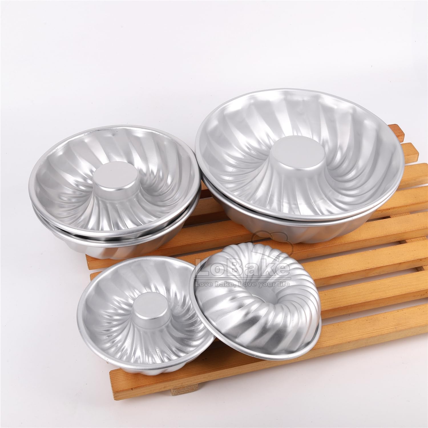 Round Cake Mold Fluted Wall Hollow Angel Anodising Aluminium Pan Bread Toast Mould DIY Baking 11cm 15cm 19cm Diameter 2pcs/lot (2pcs Medium Size)
