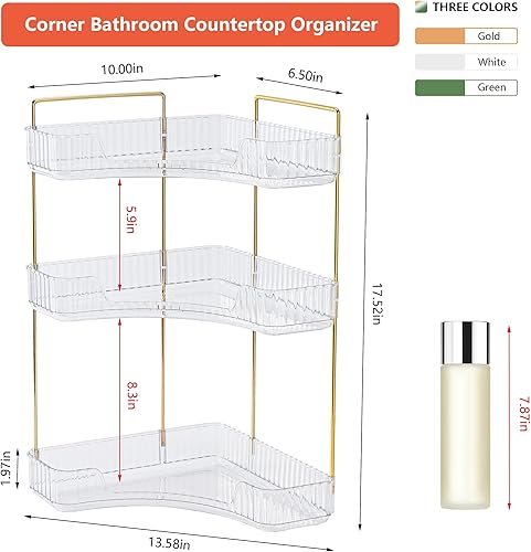 Miniatura 2 de Organizador de Rincón para Mostrador de Baño, Estante de Encimera de Baño, Organizador de Maquillaje para Tocador, Bandeja para Perfume para