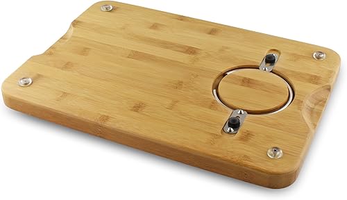 Vista 3 de Tabla de cortar y tallar juntas de madera de bambú con pinchos de lujo, 15.7 x 11.0 in