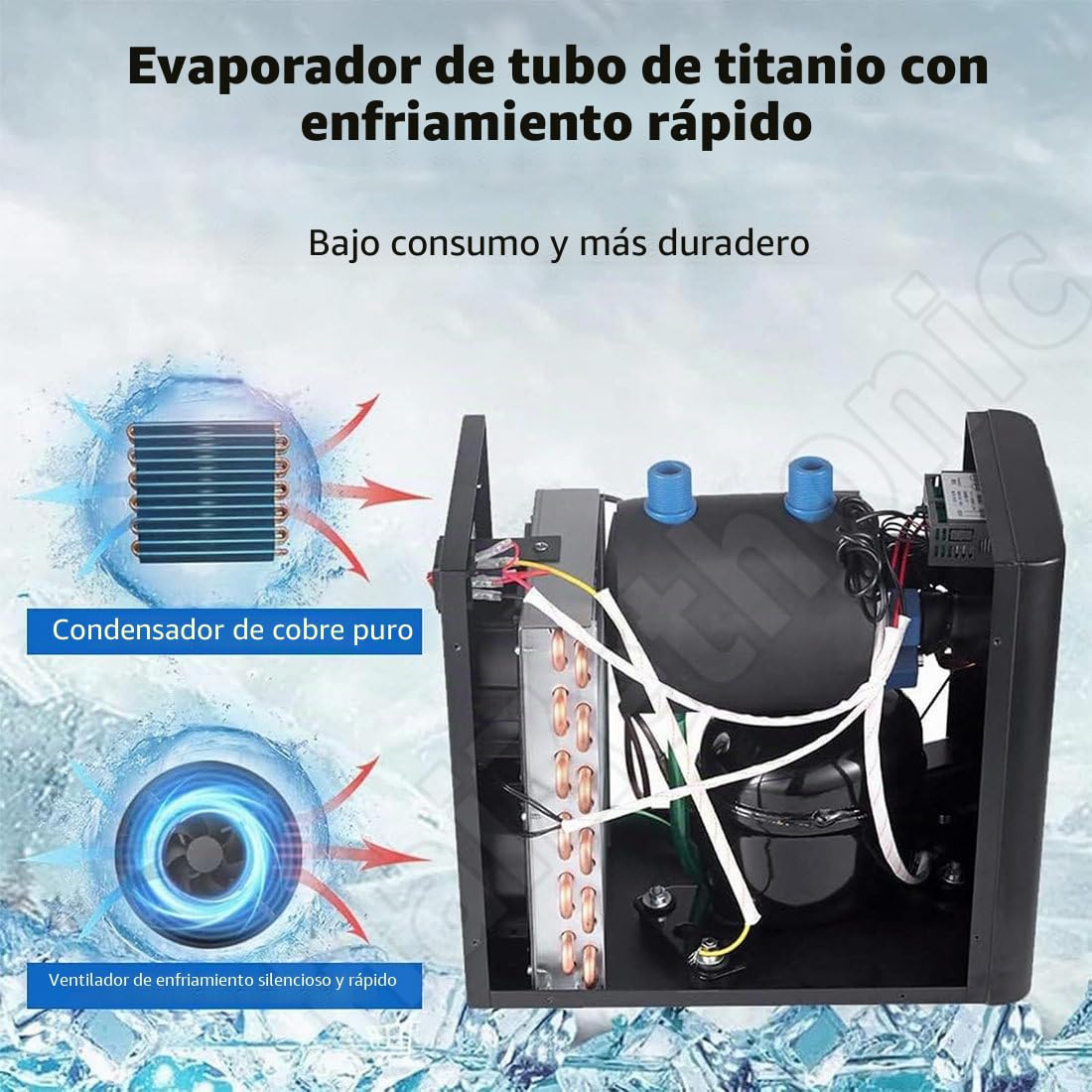 Acuario Enfriador Agua con Pantalla LCD,Sistema Enfriamiento Silencioso para Peceras,Ideal para La Cría Peces/Pasto/Corales/Camarones 60L