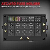 Vista 4 de DAIERTEK Caja de relé de fusibles de 12 V, automotriz, 10 ranuras, soporte de relé de 15 ranuras, soporte de fusibles ATC/ATO, bloque universal