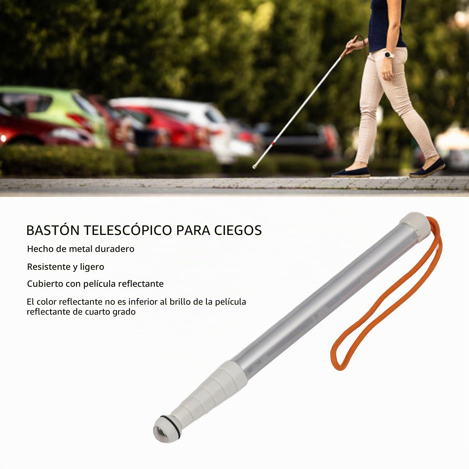 Bastón Ciego Bastones para Caminar, Gadgets para Personas Ciegas, Bastón Ciego Telescópico, Bastón Guía Reflectante Ciego Antideslizante a Prueba de Golpes con Bolsa de