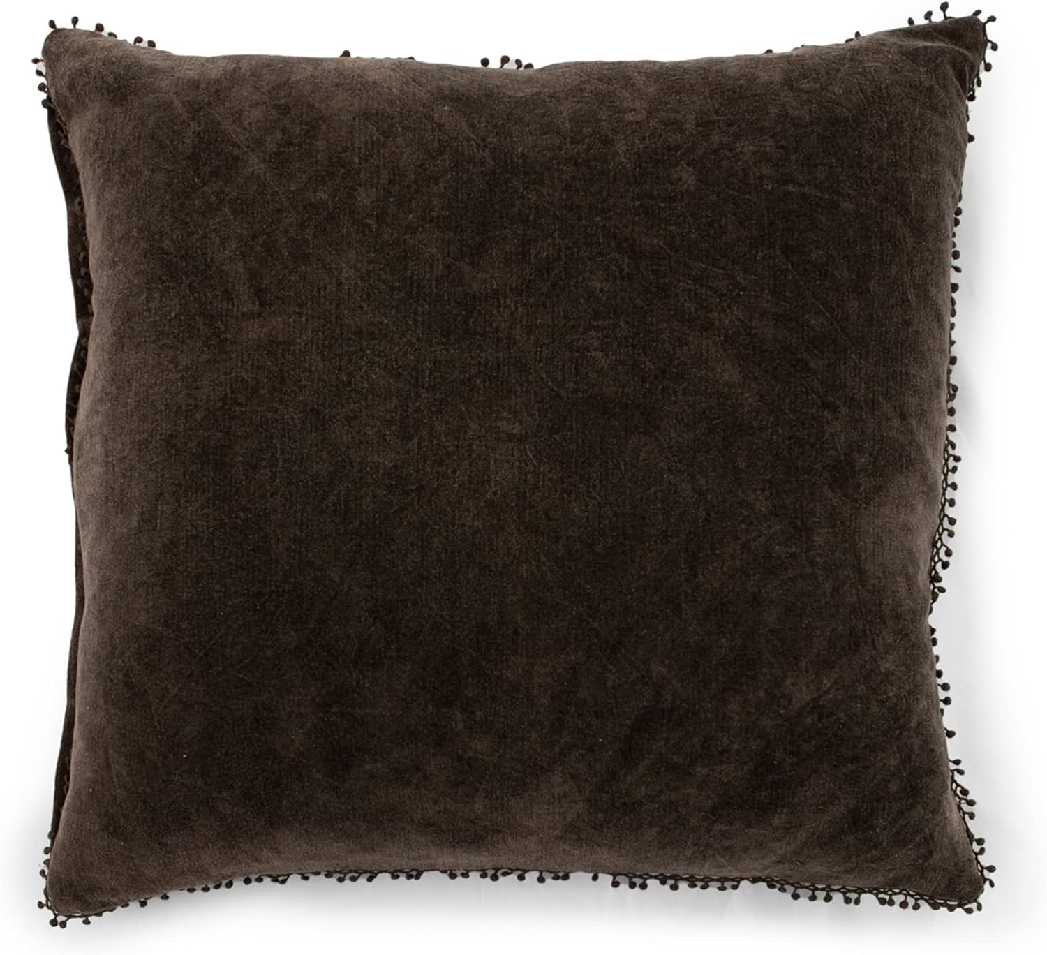 Sugarboo & Co. Indigo Velvet Pillow with Poms - 22"x22" Insert Included - Throw Pillow for Living Room and Bedroom